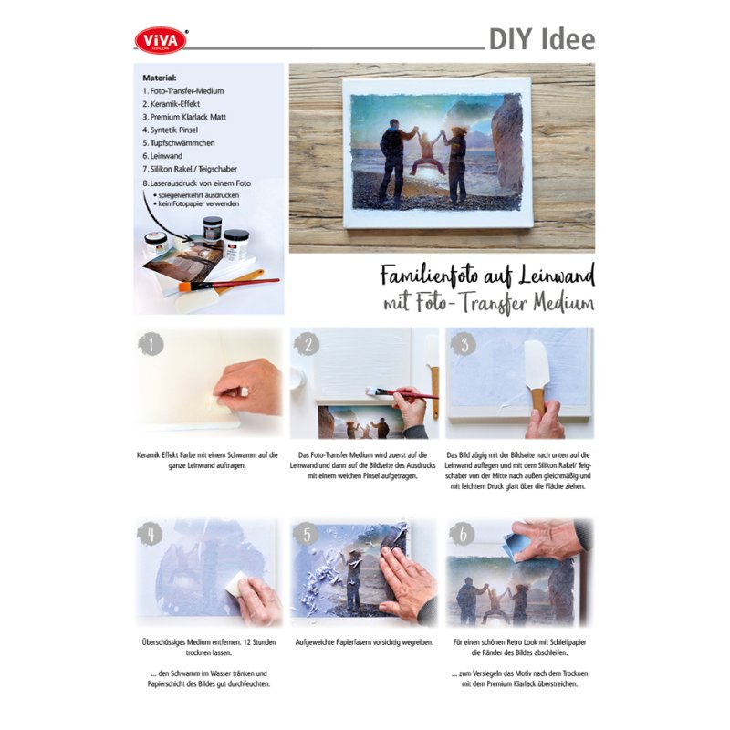 Viva Decor milieu de transfert photo, transparent, base aqueuse, 250 ml